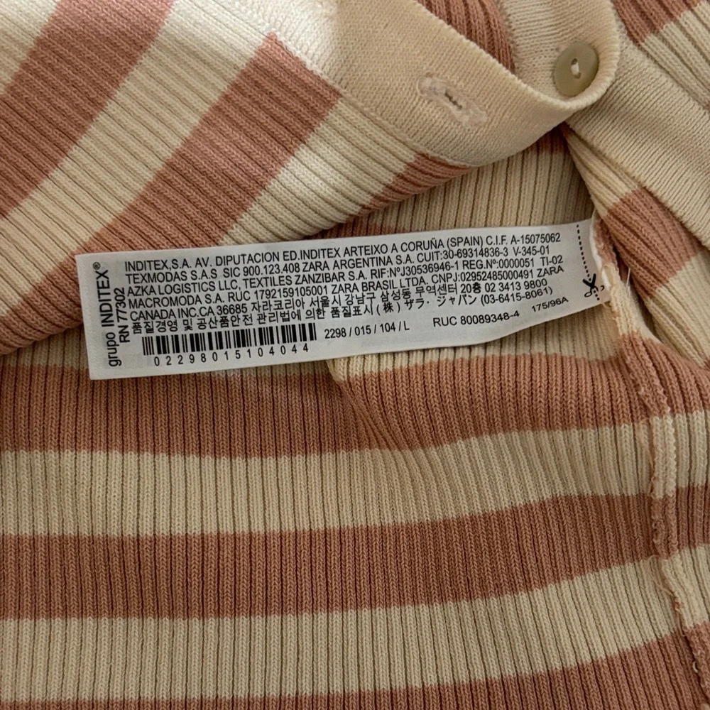 Zara Cream and Tan Striped Cardigan - Picture 6 of 8